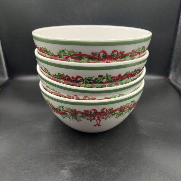 4 Christopher Radko Traditions Holiday Celebrations Christmas Soup/Cereal Bowls - Picture 3 of 5